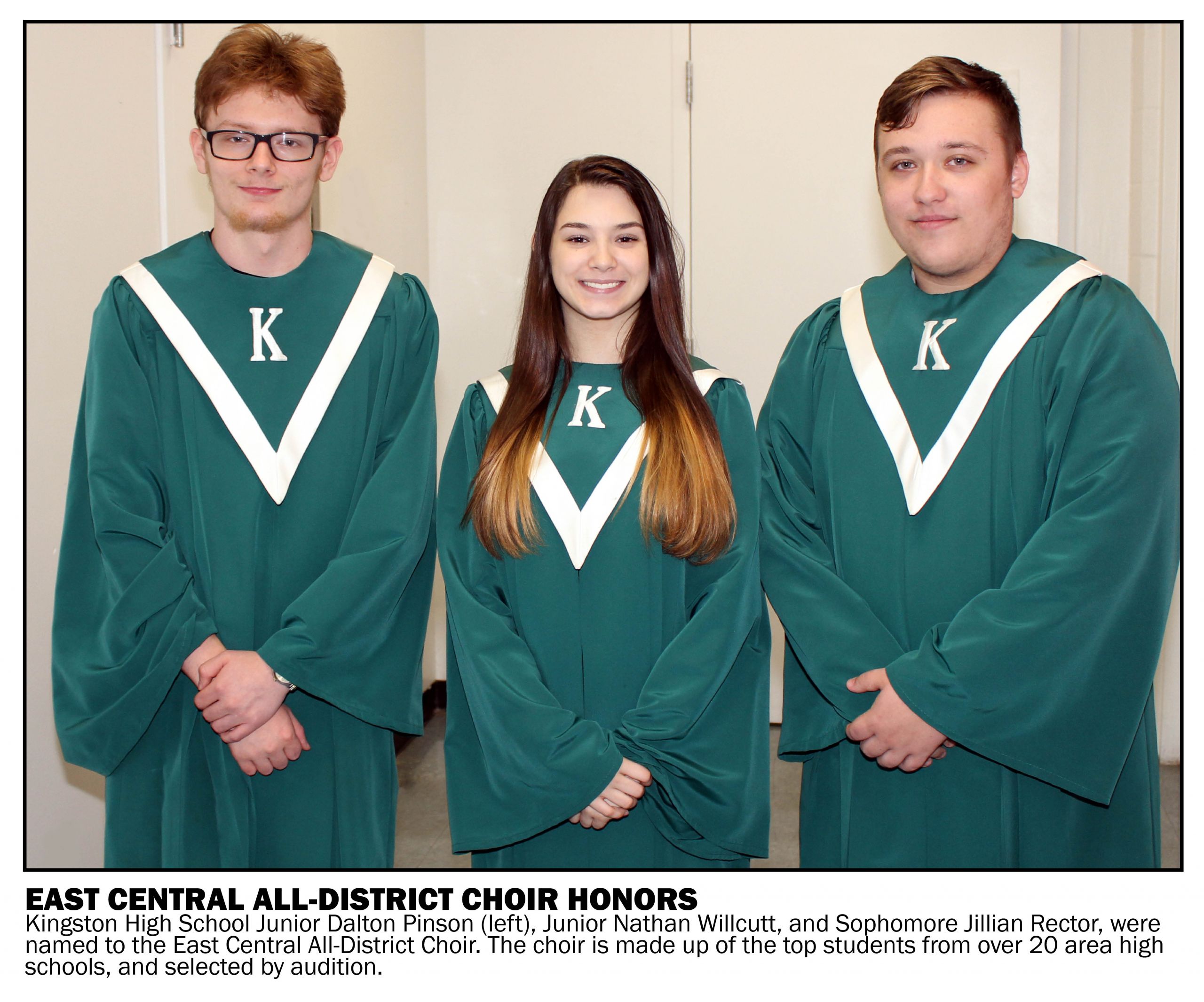 three students in choir robes - Kingston K-14