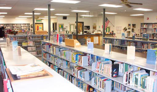 library with rows of books - kingston k-14