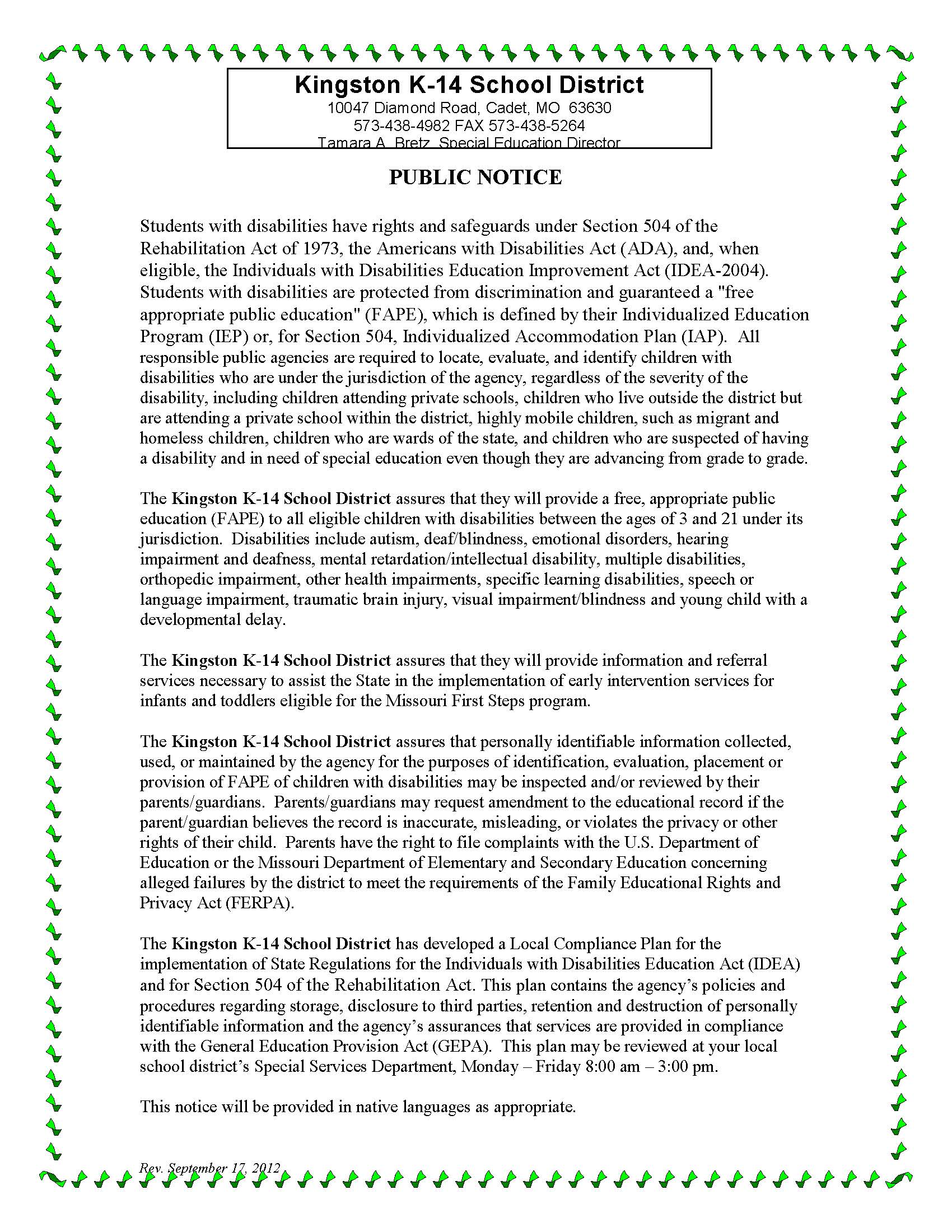 public notice document - kingston k-14